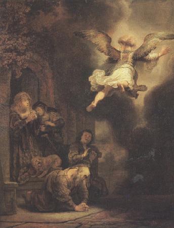 REMBRANDT Harmenszoon van Rijn The angel leaving Tobit and his family (mk33) Sweden oil painting art